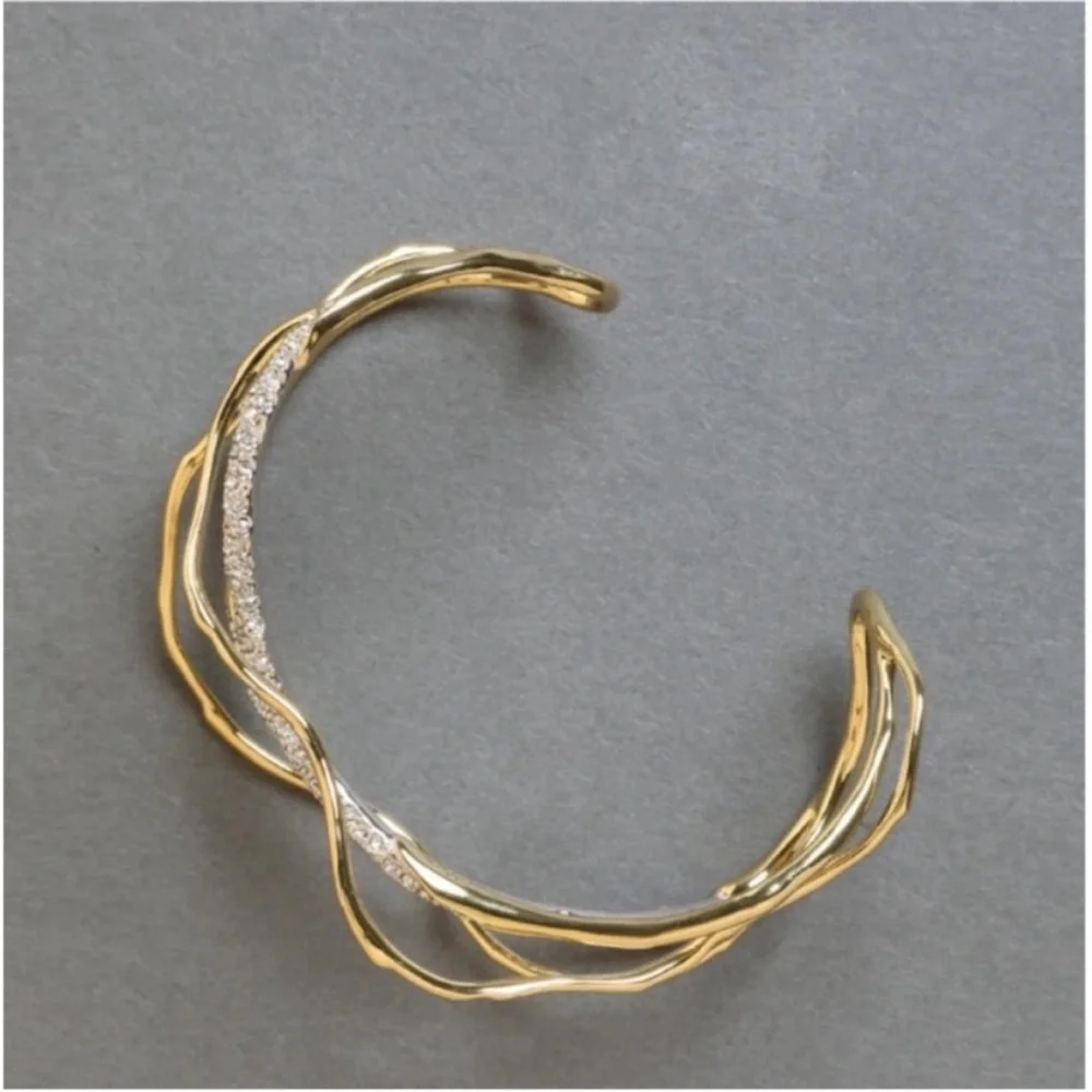 ALEXIS BITTAR • Solanales Gold Silver Crystal Cuff Bracelet - Picture 5 of 16